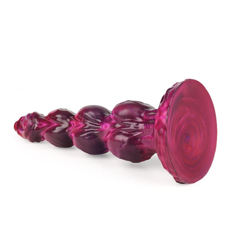 DILDO DESIGN SEGMENTATO FANTASY, SILICONE ROSA TRASLUCIDO 26 CM