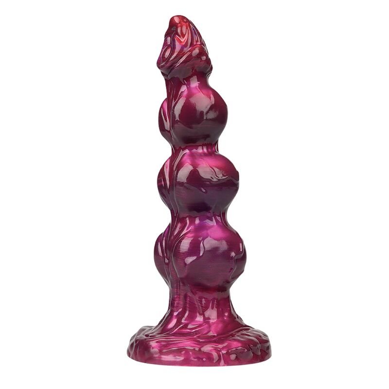 DILDO DESIGN SEGMENTATO FANTASY, SILICONE ROSA TRASLUCIDO 26 CM