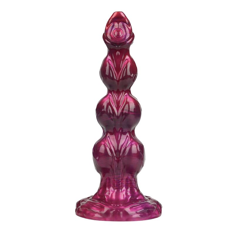 DILDO DESIGN SEGMENTATO FANTASY, SILICONE ROSA TRASLUCIDO 26 CM