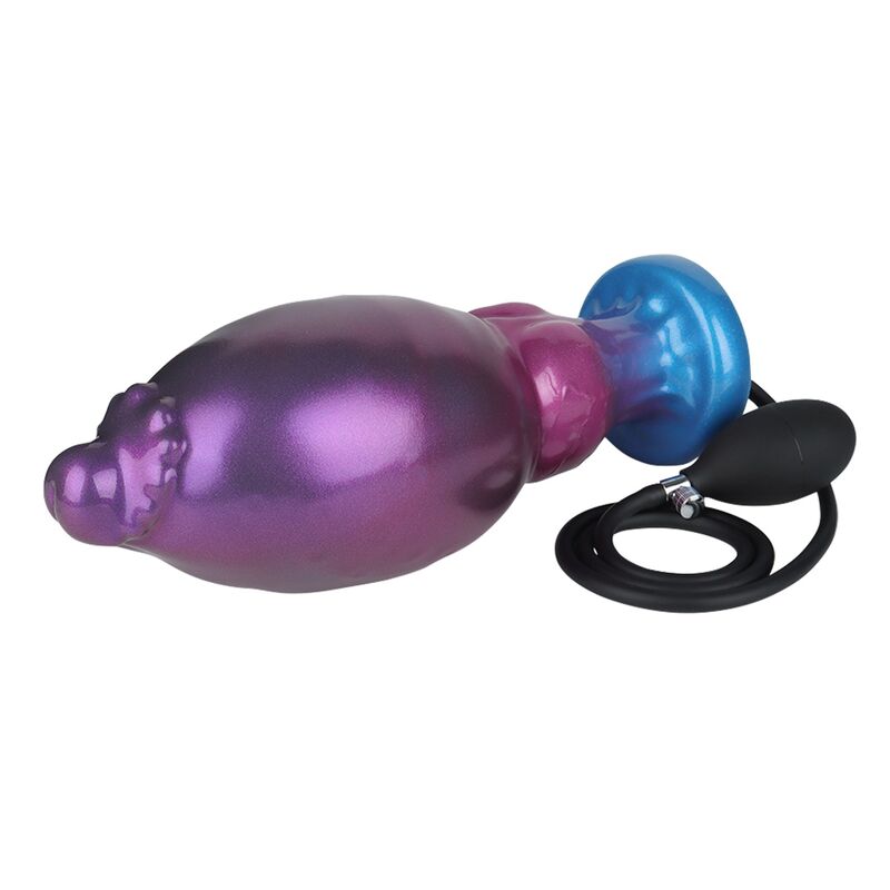 DILDO GONFIABILE FANTASY BICOLORE, SILICONE PREMIUM, SISTEMA ESPANDIBILE CON POMPA MANUALE