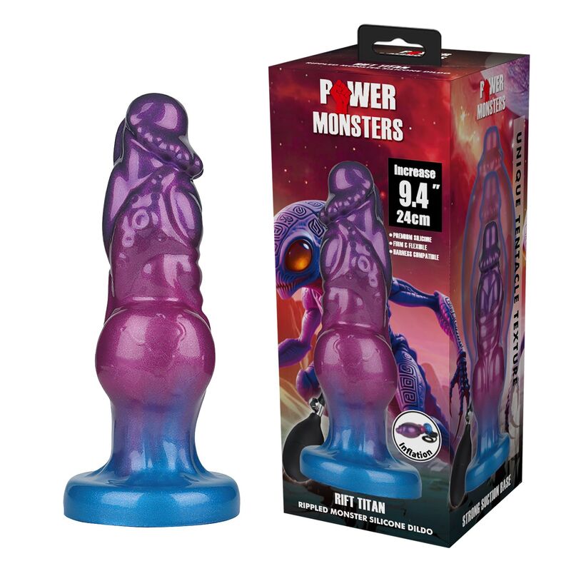 DILDO GONFIABILE FANTASY BICOLORE, SILICONE PREMIUM, SISTEMA ESPANDIBILE CON POMPA MANUALE