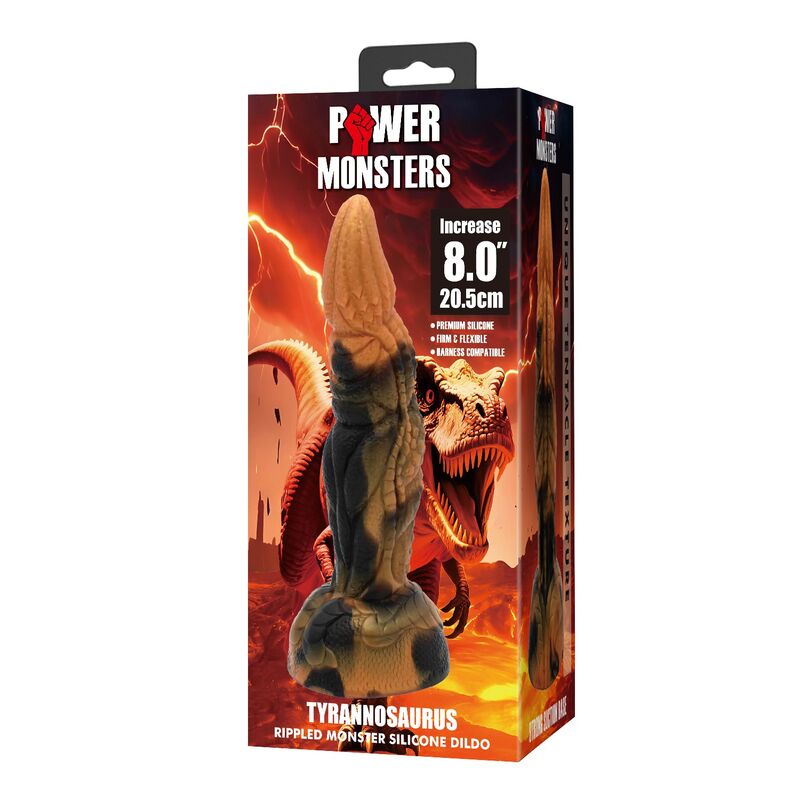 DILDO FANTASY DINOSAURO, SILICONE PREMIUM, BASE A VENTOSA