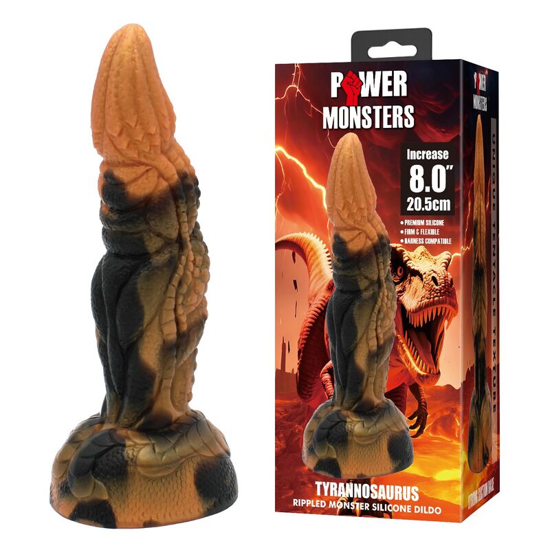 DILDO FANTASY DINOSAURO, SILICONE PREMIUM, BASE A VENTOSA