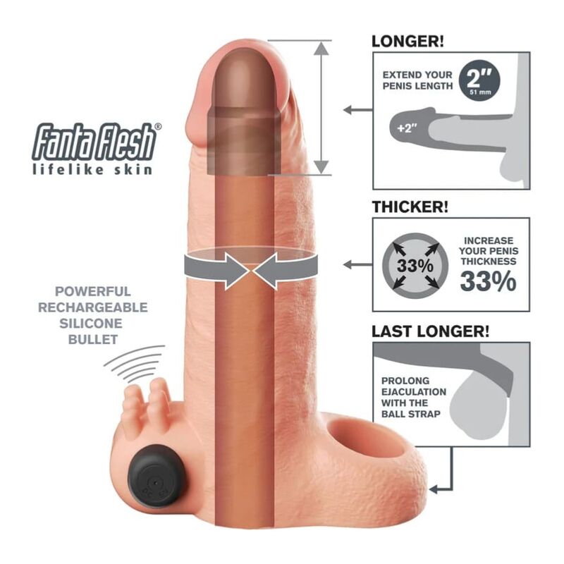 ESTENSIONE VIBRANTE REALISTICA, AGGIUNGE 5 CM, MATERIALE ULTRA MORBIDO