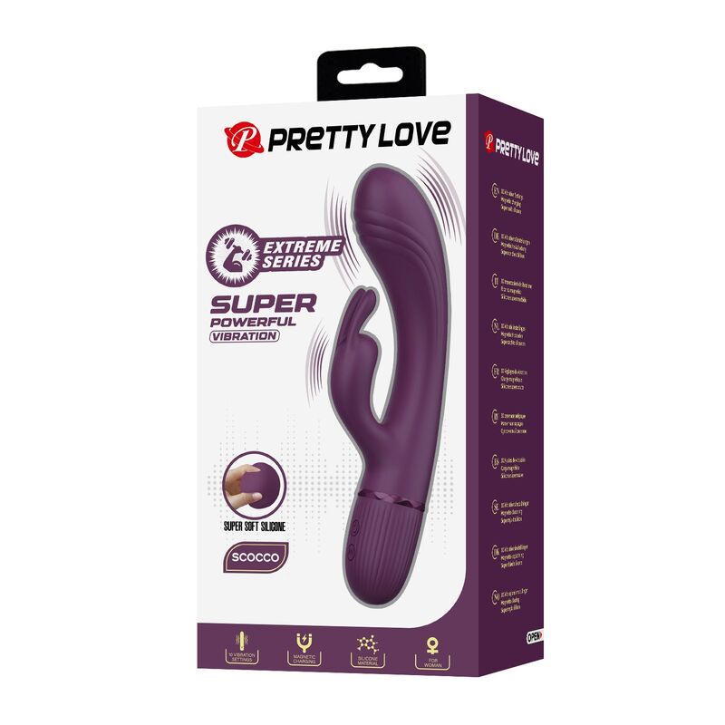 VIBRATORE RABBIT RICARICABILE, DOPPIA STIMOLAZIONE, 10 FUNZIONI VIOLA