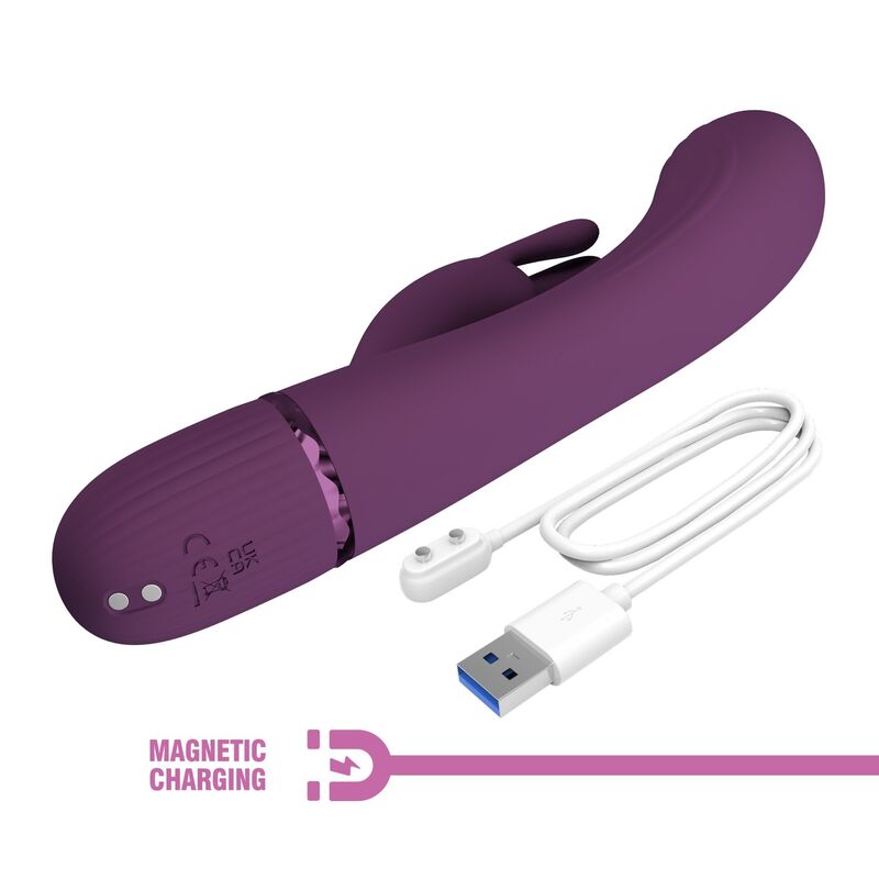 VIBRATORE RABBIT RICARICABILE, DOPPIA STIMOLAZIONE, 10 FUNZIONI VIOLA