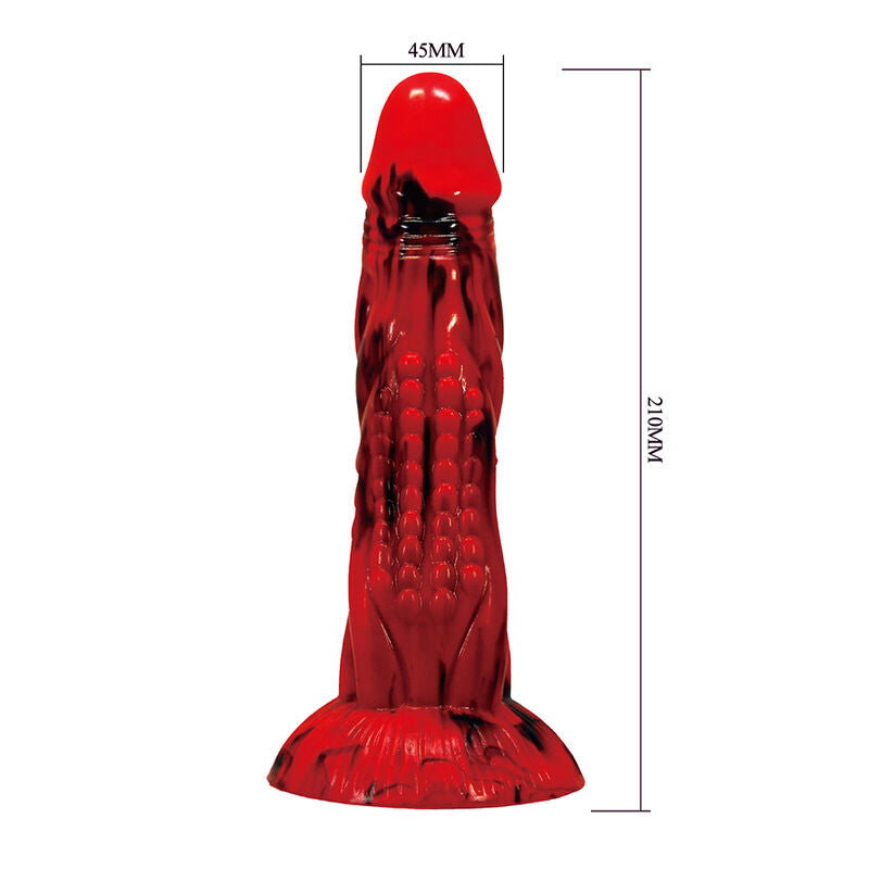POWER MONSTERS - DILDO FANTASY MINOTAURO CON VENTOSA 21 CM Ø 5 CM ROSSO E NERO