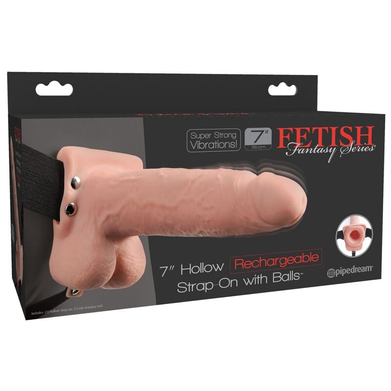 FETISH FANTASY SERIES - STRAP-ON VIBRANTE CAVO REALISTICO CON SFERE DA 17,8 CM