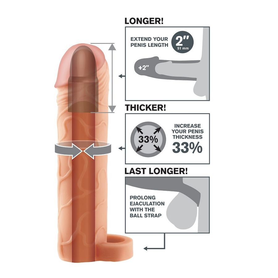 FANTASY X TENSIONS - PERFECT 2 PROLUNGA PENE CON STRAP TESTICOLI NUDE