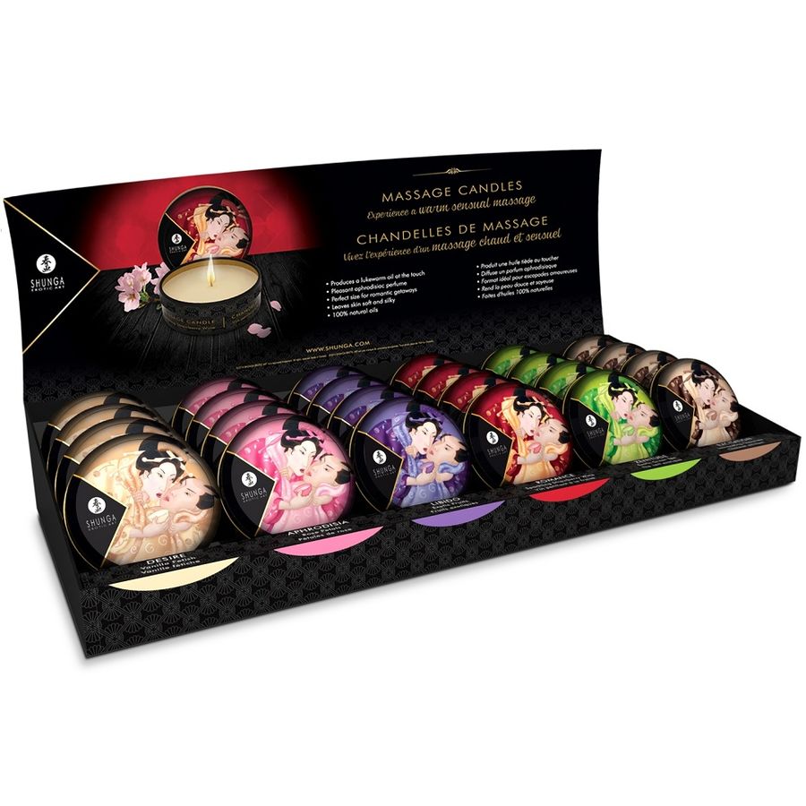 SHUNGA - DISPLAY SET MINI CARESS BY CANDLELIGHT CANDELE DA MASSAGGIO 24 PZ