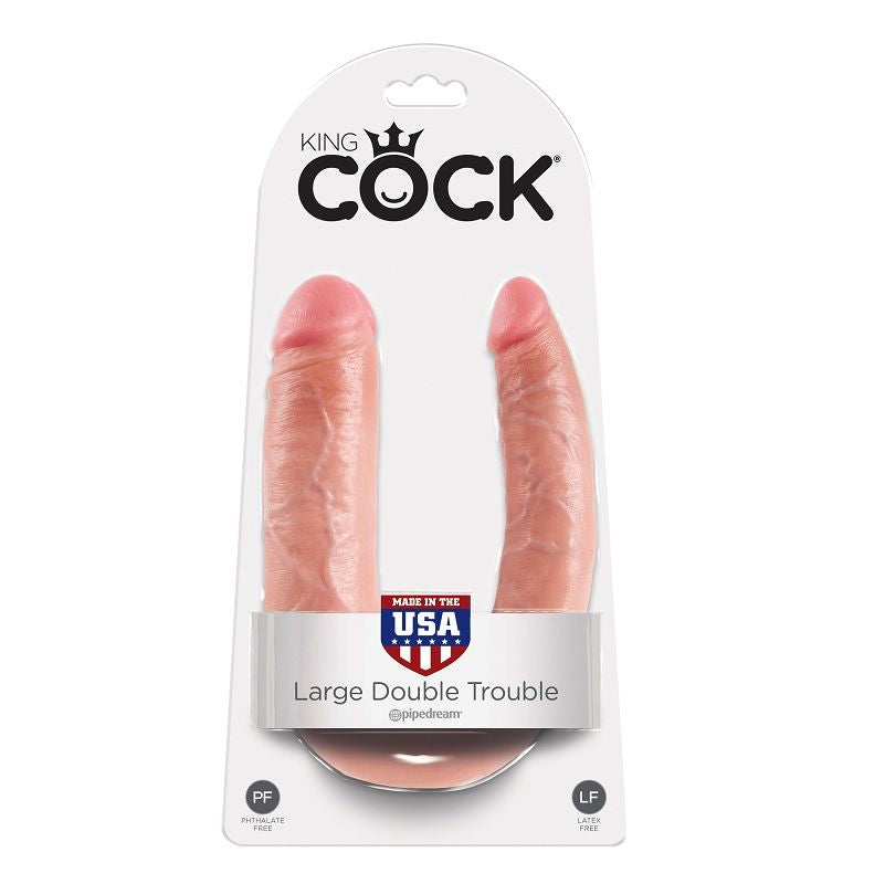 KING COCK - DILDO GRANDE DOUBLE TROUBLE FORMA AD U COLOR CARNE  17.8 CM