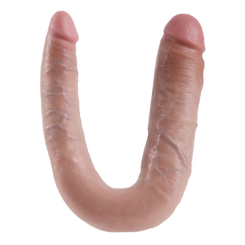 KING COCK - DILDO GRANDE DOUBLE TROUBLE FORMA AD U COLOR CARNE  17.8 CM