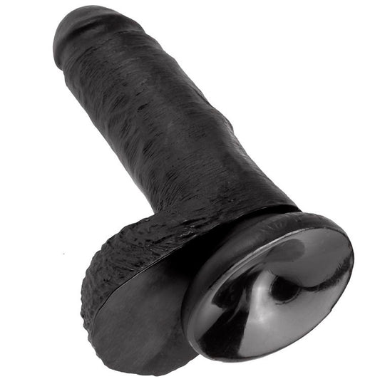 KING COCK - 7 DILDO NERO CON TESTICOLI 17,8 CM