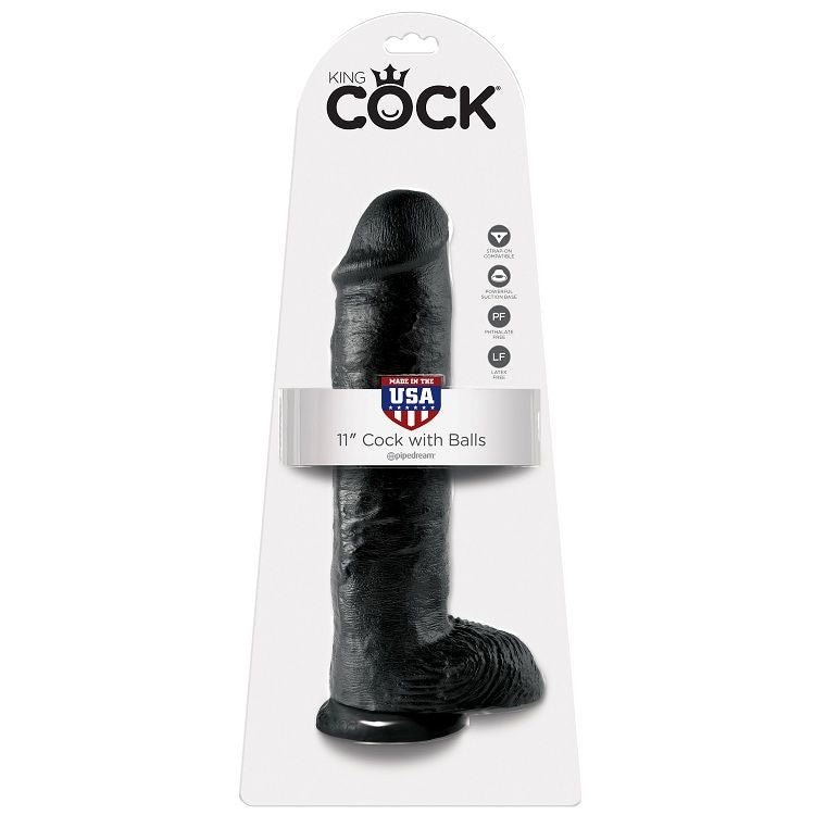 KING COCK - DILDO NERO CON SFERE 28 CM