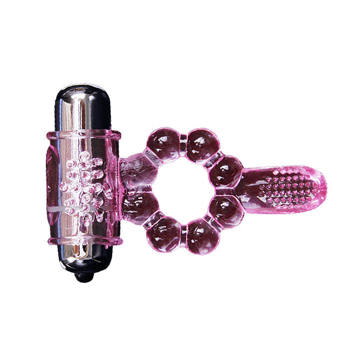 ANELLO PENE VIBRANTE CON STIMOLATORE CLITORIDEO ROSA - BAILE.