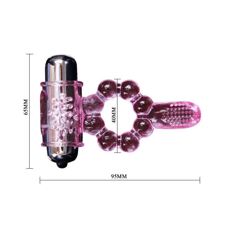 ANELLO PENE VIBRANTE CON STIMOLATORE CLITORIDEO ROSA - BAILE.