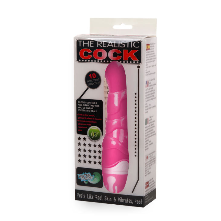 VIBRATORE REALISTICO ROSA, IMPERMEABILE, 10 FUNZIONI VIBRAZIONE