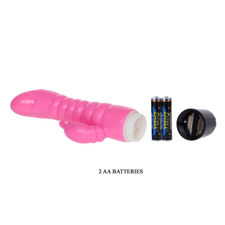 VIBRATORE ROSA DOPPIO STIMOLATORE, MULTIVELOCITÀ, TPR MORBIDO