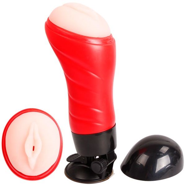 MASTURBATORE VIBRANTE CON VAGINA A TUBO, CONTROLLO VOCALE, BASE AD ASPIRAZIONE