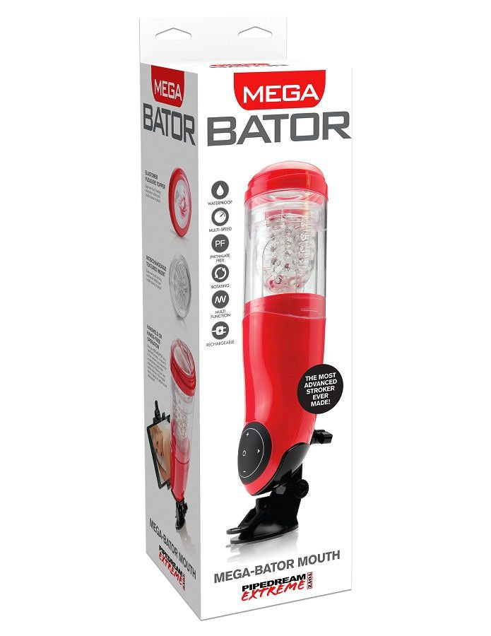 EXTREME TOYZ - MEGA BATOR MASTURBATORE MASCHILE CON BOCCA RICARICABILE ROSSO