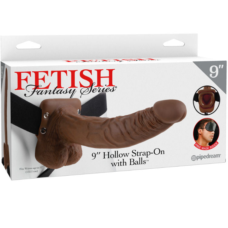 FETISH FANTASY SERIES - SERIE 9 STRAP-ON CAVO CON TESTICOLI  22.9 CM SCURO
