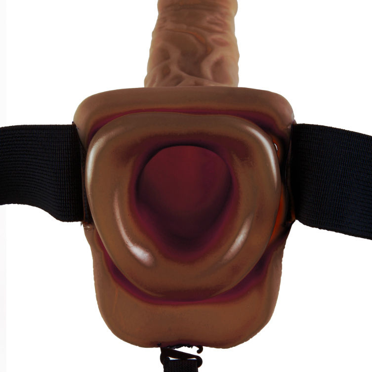FETISH FANTASY SERIES - SERIE 9 STRAP-ON CAVO CON TESTICOLI  22.9 CM SCURO
