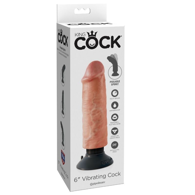 KING COCK - DILDO VIBRANTE 15,24 CM NUDE