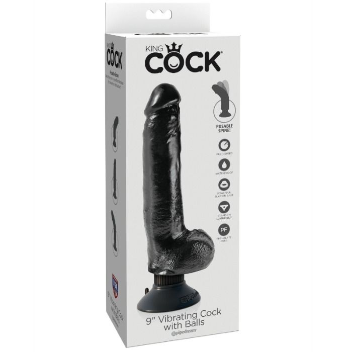 KING COCK - DILDO VIBRANTE CON TESTICOLI 23 CM  NERO