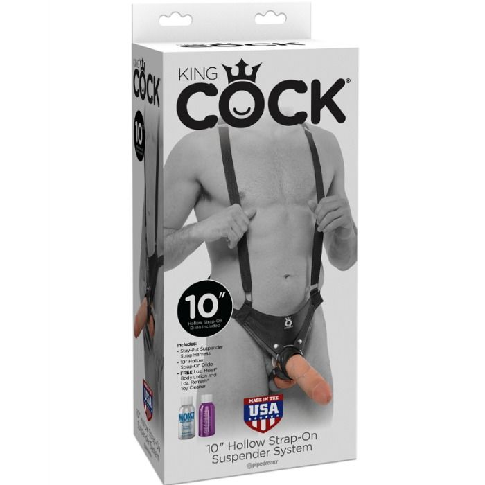 STRAP-ON CON DILDO CAVO, SISTEMA SOSPENSIONE REGOLABILE, 25,5 CM