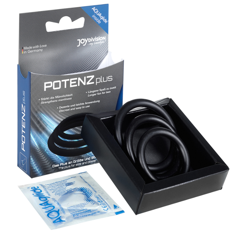 JOYDIVISION POTENZDUO PLUS SET DI 3 ANELLI MISURA  S, M, L NERI