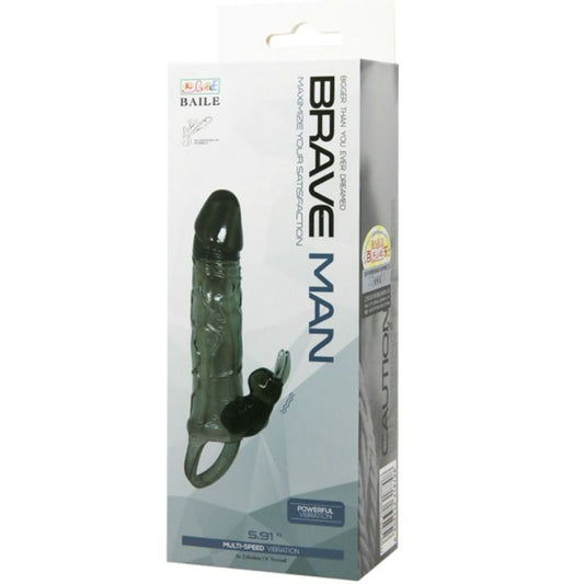 BAILE - BRAVE MAN PROLUNGA PENE  CON RABBIT  16,5 CM NERO
