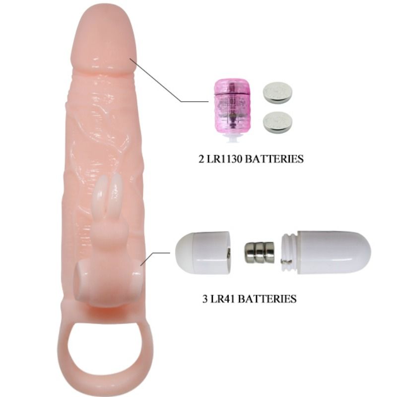 PROLUNGA PENE VIBRANTE CON RABBIT DOPPIO MOTORE BRAVE MAN 16,5 CM NUDE