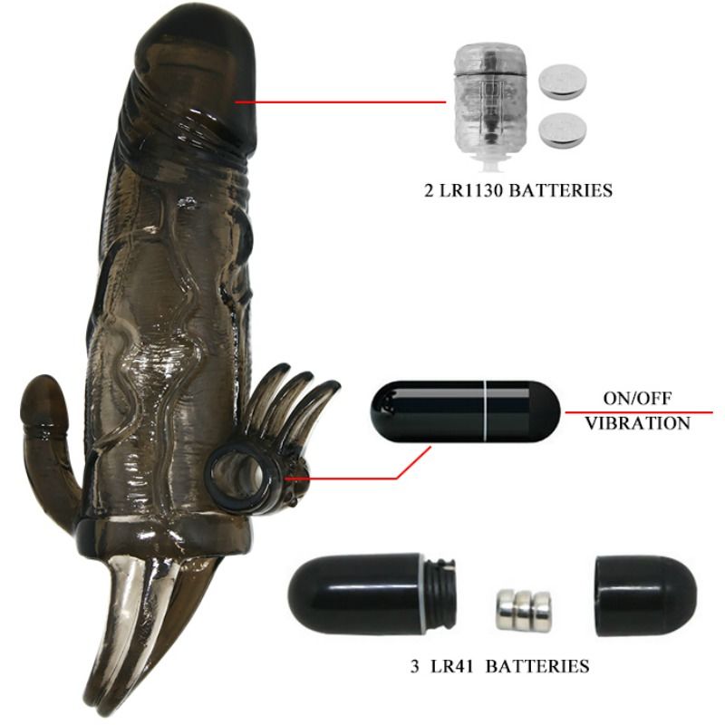 BAILE - BRAVE MAN GUAINA PENE CON  STIMOLAZIONE CLITORIDE E ANALE DOPPIO BULLET 16,5 CM NERO