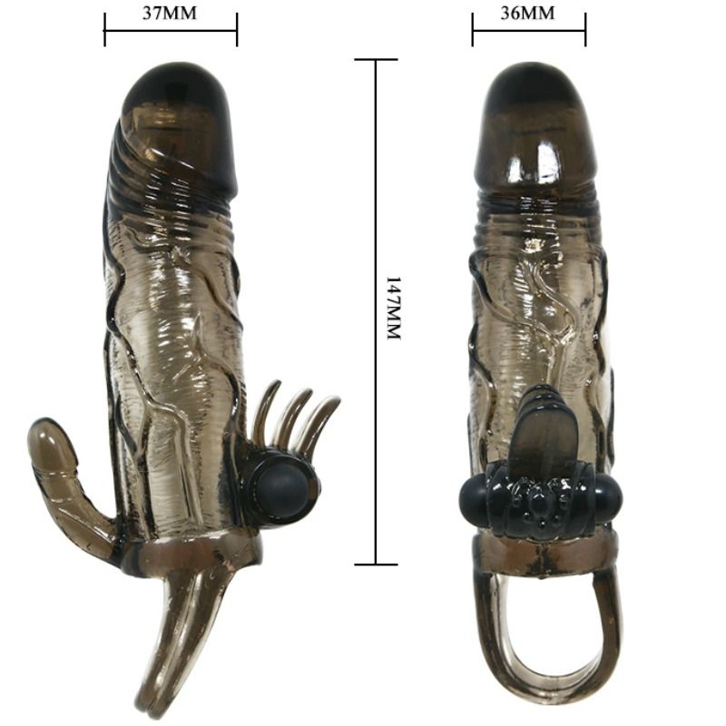 PROLUNGA PENE VIBRANTE STIMOLAZIONE CLITORIDE E ANALE DOPPIO BULLET BRAVE MAN 16,5 CM NERO