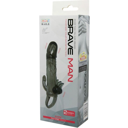 BAILE - BRAVE MAN GUAINA PENE CON  STIMOLAZIONE CLITORIDE E ANALE DOPPIO BULLET 16,5 CM NERO