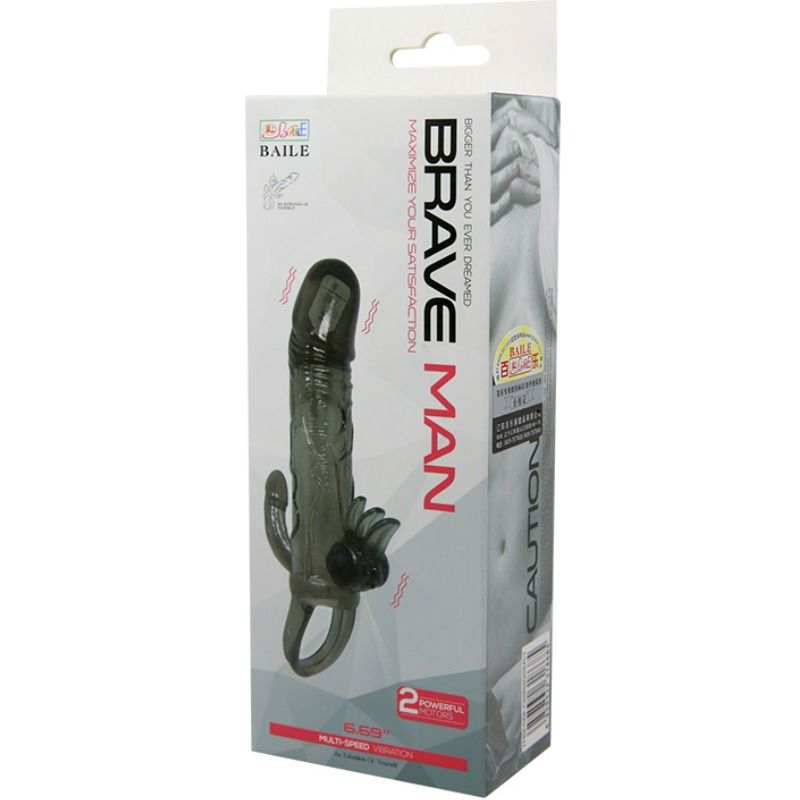 BAILE - BRAVE MAN GUAINA PENE CON  STIMOLAZIONE CLITORIDE E ANALE DOPPIO BULLET 16,5 CM NERO