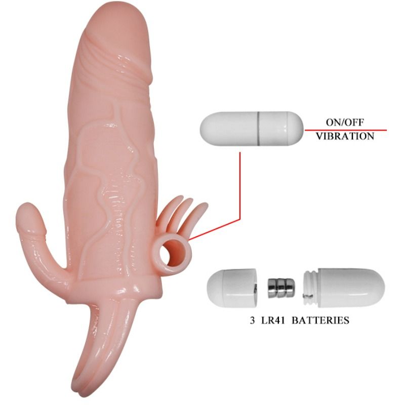 GUAINA PENE CON STIMOLAZIONE CLITORIDE E ANALE BRAVE MAN 16,5 CM NUDE