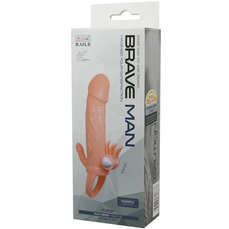 GUAINA PENE CON STIMOLAZIONE CLITORIDE E ANALE BRAVE MAN 16,5 CM NUDE