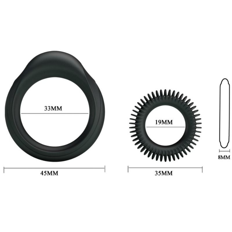 ANELLO PENE KIT 2 PEZZI, SILICONE ULTRARESISTENTE, RITARDA EIACULAZIONE