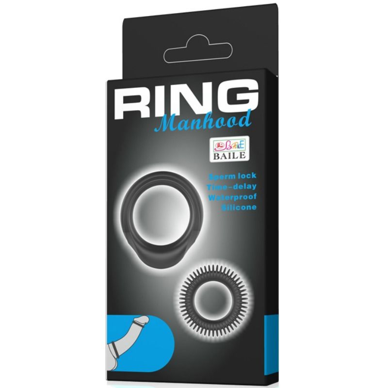 ANELLO PENE KIT 2 PEZZI, SILICONE ULTRARESISTENTE, RITARDA EIACULAZIONE