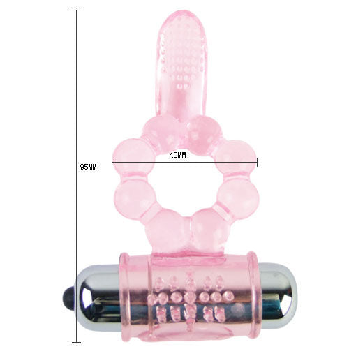 ANELLO PENE VIBRANTE CON STIMOLATORE CLITORIDEO ROSA - BAILE.