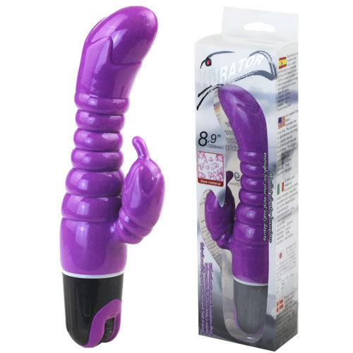 VIBRATORE CON STIMOLATORE CLITORIDEO E G-SPOT, GELATINA MORBIDA