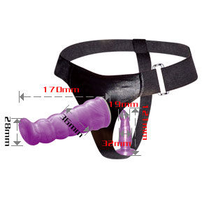 BAILE - HARNESS CON DILDO ANALE E VAGINALE PER PUNTO G 17 CM LILLA