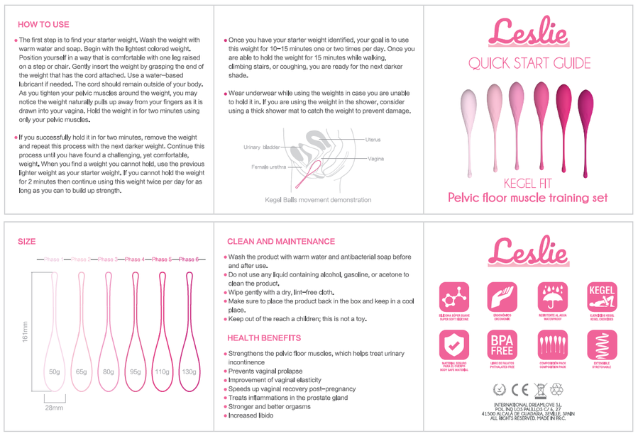 LESLIE - SET PALLINE PER ALLENAMENTO PELVICO 6 PESI