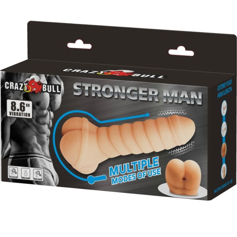 CRAZY BULL - MASTURBATORE VIBRANTE CON PROLUNGA MULTIFUNZIONE 21,8 CM