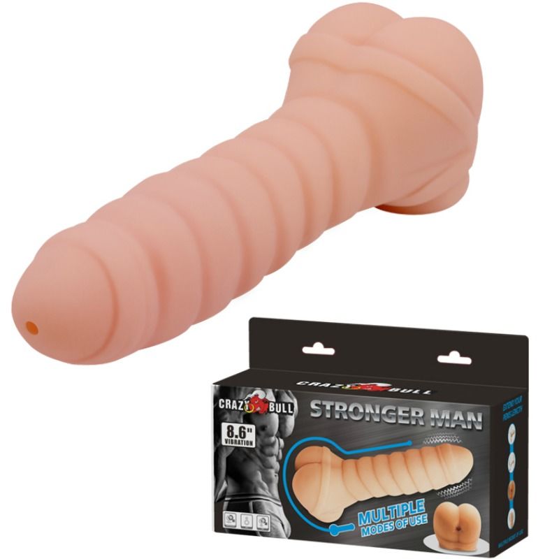 CRAZY BULL - MASTURBATORE VIBRANTE CON PROLUNGA MULTIFUNZIONE 21,8 CM