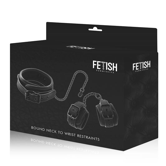 FETISH SUBMISSIVE - COLLARE E MANETTE IN PELLE VEGANA CON FODERA IN NOPRENE