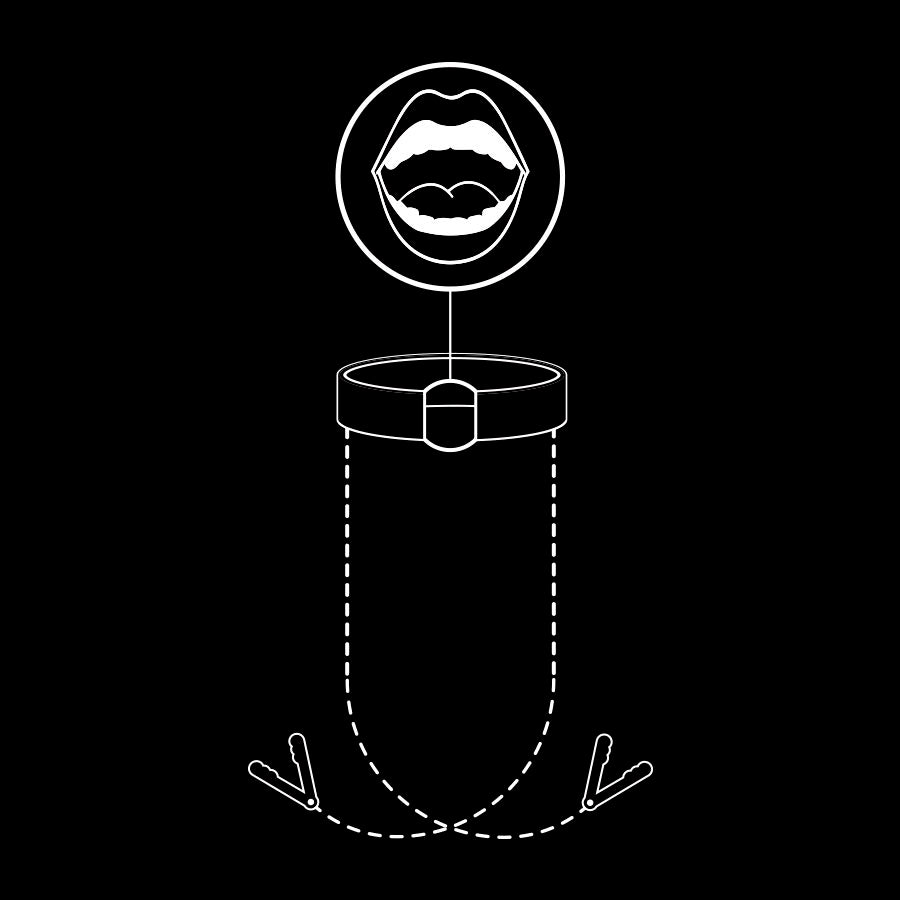 FETISH SUBMISSIVE -  GAG AD ANELLO CON MORSETTI PER CAPEZZOLI