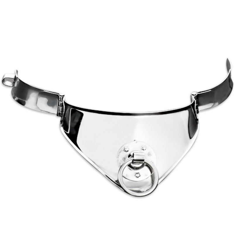 METAL HARD - COLLARE DI SOTTOMISSIONE IN METALLO CON ANELLO E LUCCHETTO 12,5 CM
