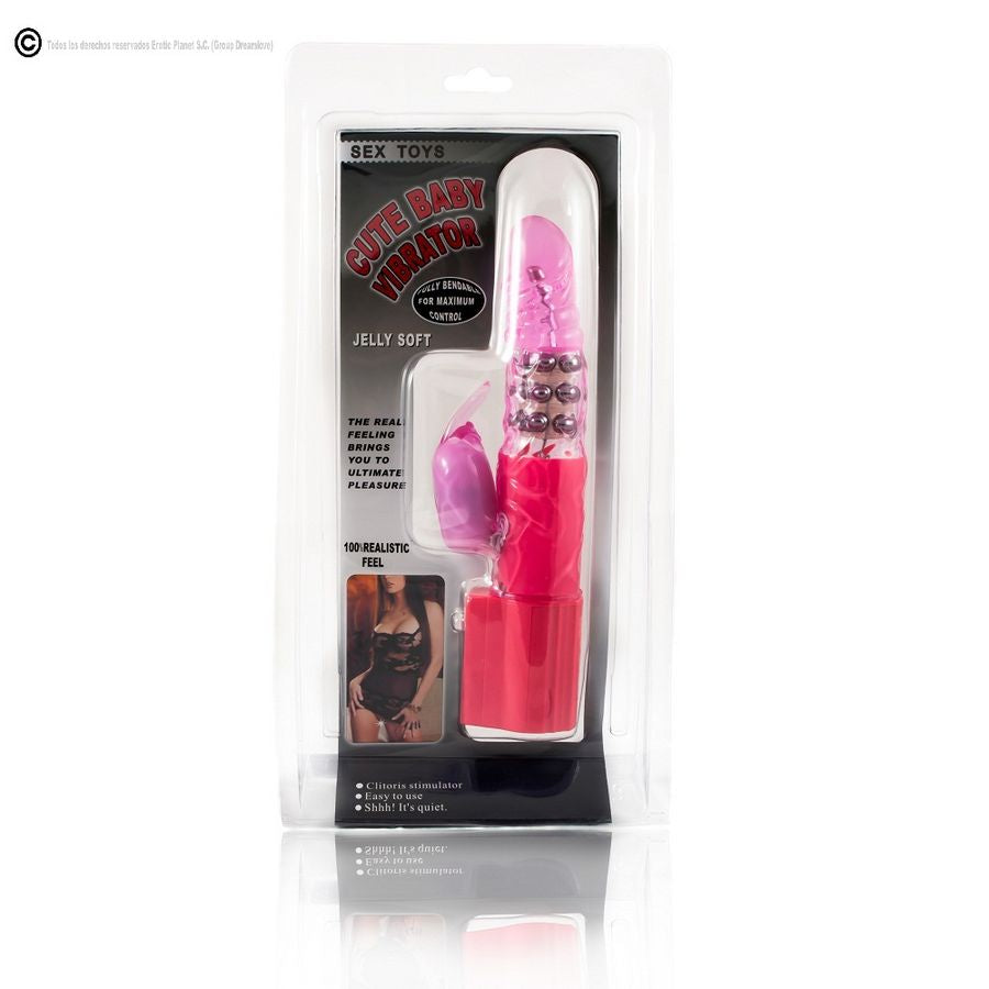 VIBRATORE ROTATORE CON RABBIT CUTE BABY ROSA